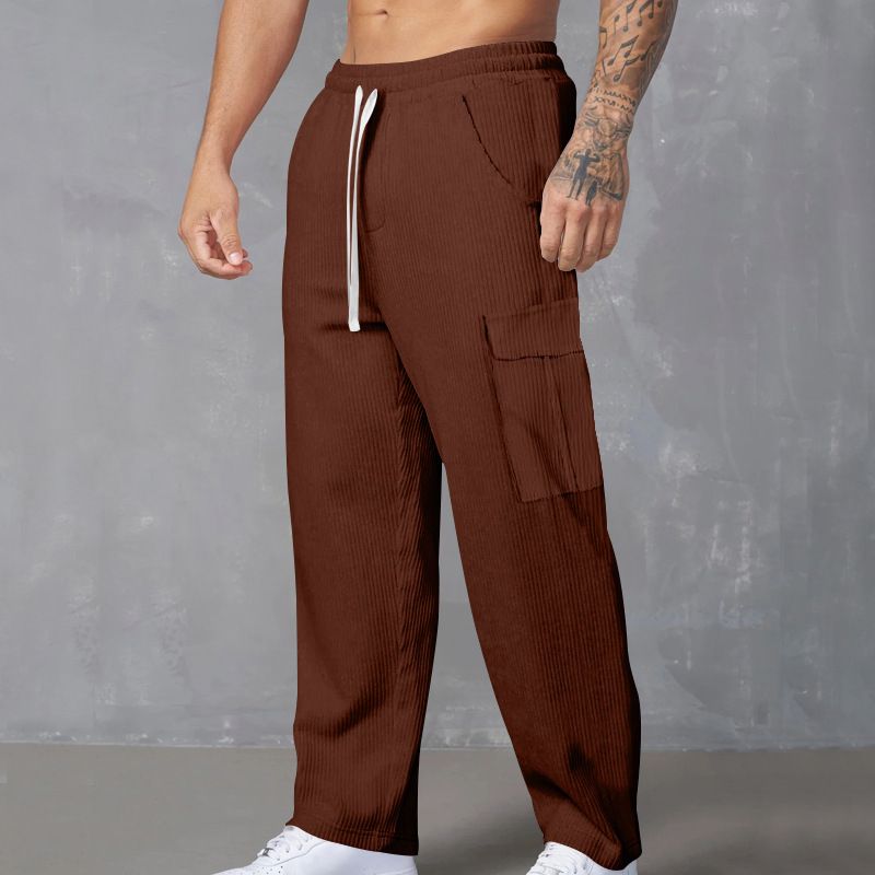All Season Thin Breathable Overalls Cargo Pants Multiple Pockets Loose Casual Trend Elastic Waist Wide Leg Men's Pants  Casual