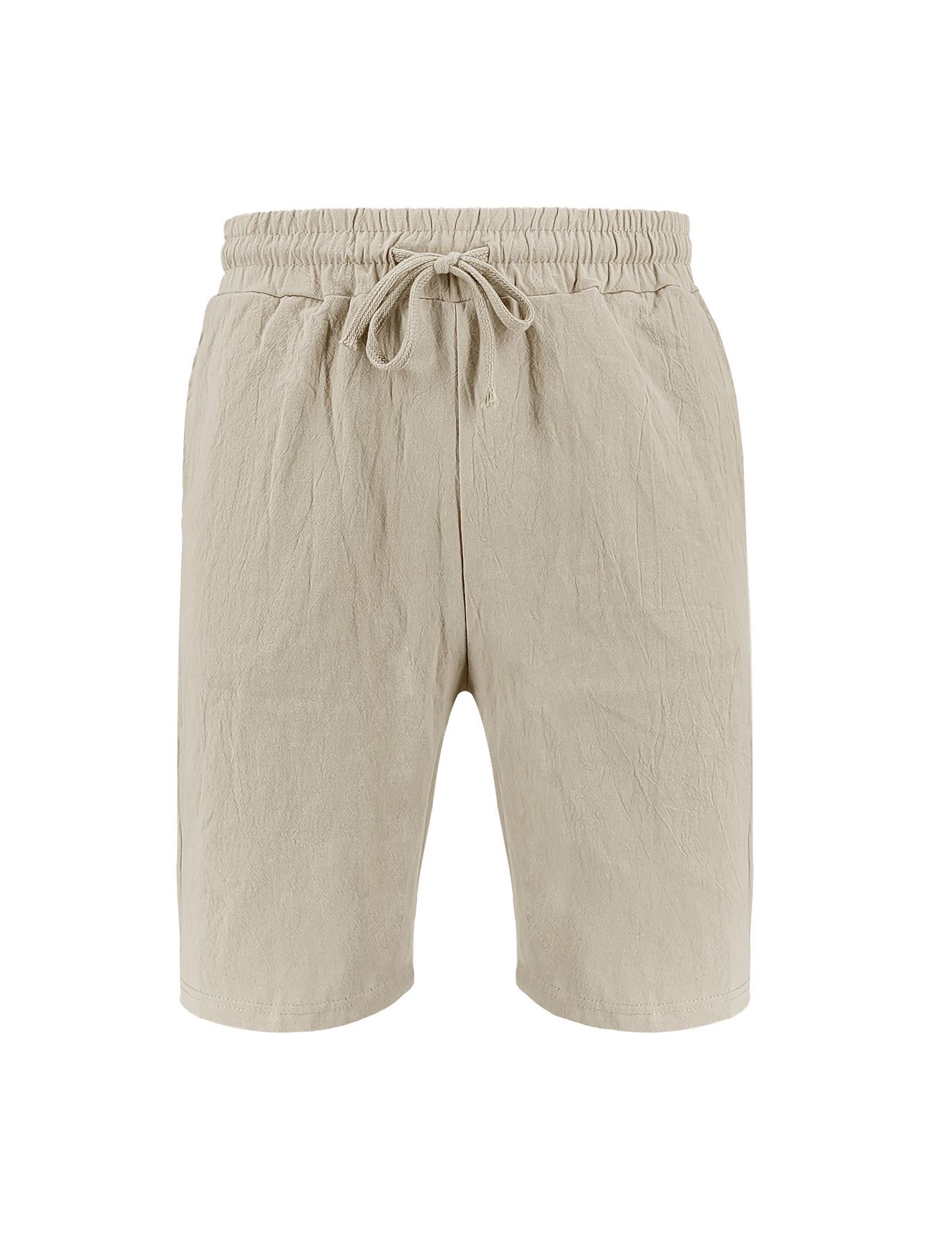 Summer Men's Casual Sports Shorts Cross-Border American Style Elastic Waist Pocket Solid Loose LinenMaterialNewArrivalfor Amazon Shorts