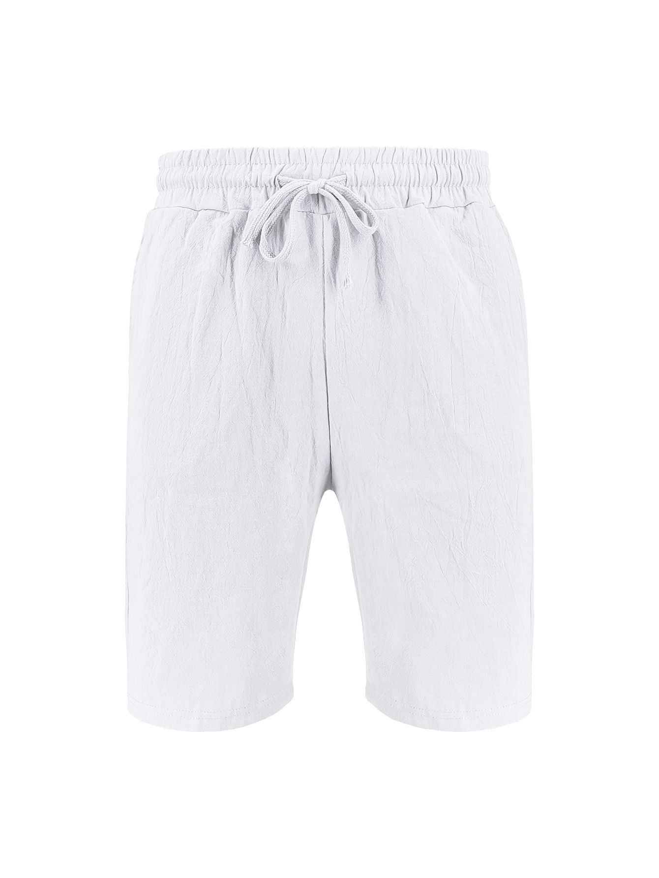 Summer Men's Casual Sports Shorts Cross-Border American Style Elastic Waist Pocket Solid Loose LinenMaterialNewArrivalfor Amazon Shorts