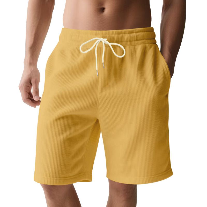 Retro Style Summer Leisure Corduroy Five Point Men's Shorts Simple Design Casual Outdoor Beach Shorts Pants for Men  Shorts