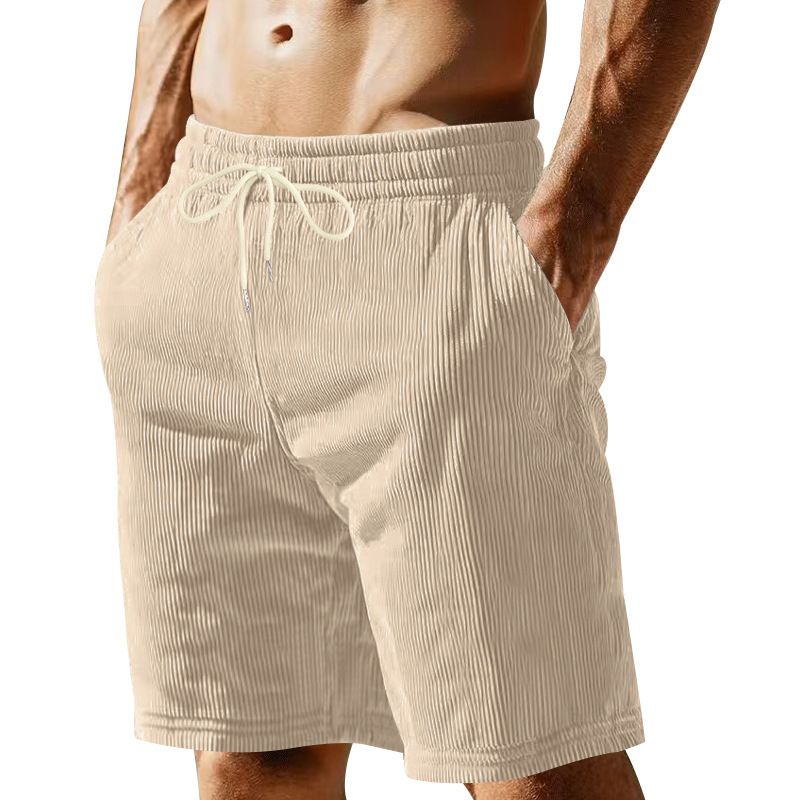 Retro Style Summer Leisure Corduroy Five Point Men's Shorts Simple Design Casual Outdoor Beach Shorts Pants for Men  Shorts