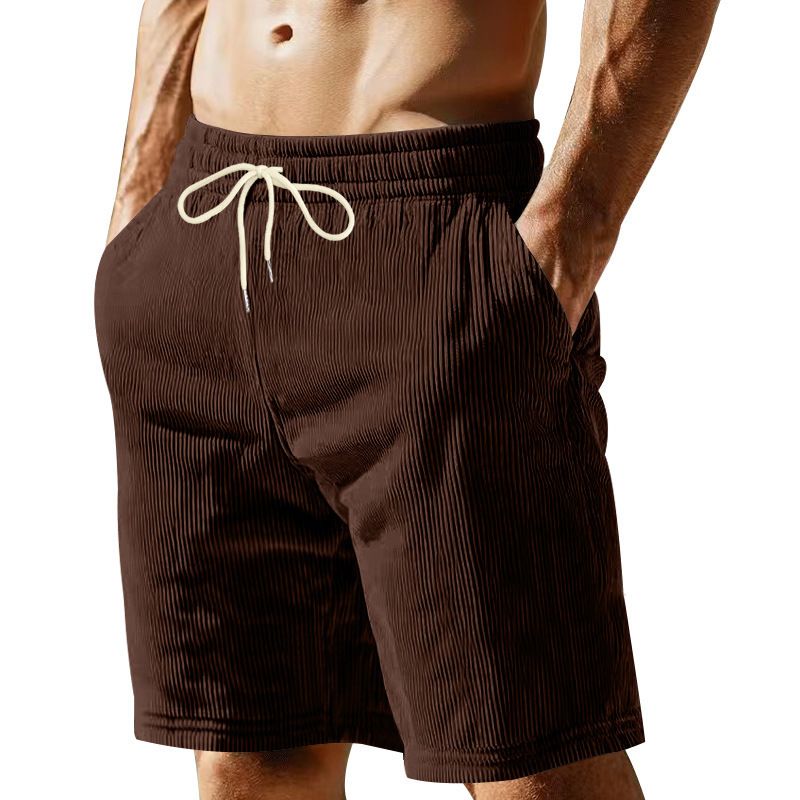 Retro Style Summer Leisure Corduroy Five Point Men's Shorts Simple Design Casual Outdoor Beach Shorts Pants for Men  Shorts