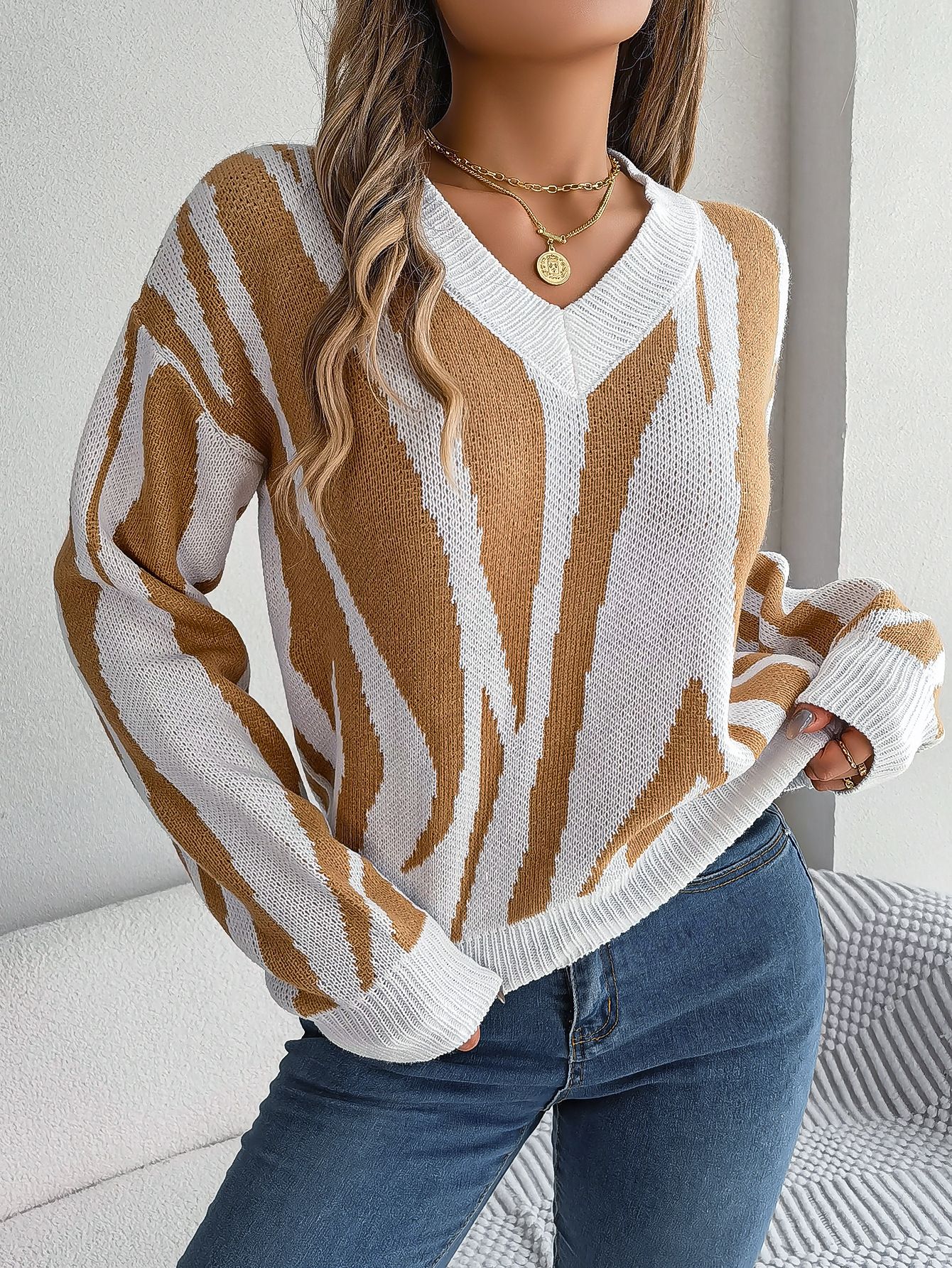 Factory Hot Sale New Style Autumn Winter Knit Ladies Jacquard Pullover Plus Size Knitted Sweater Women