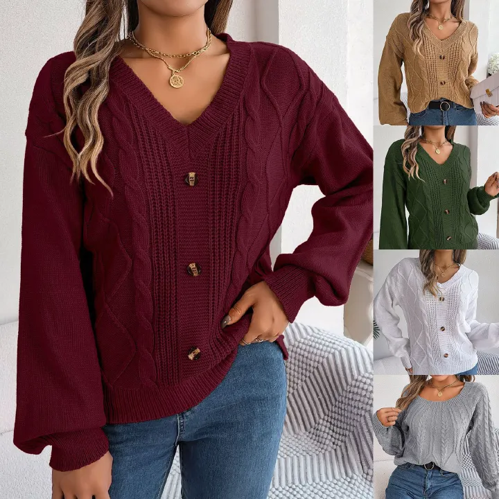 Factory Wholesale Winter Girls Knitting Pullover Sweatshirt Ladies Long Sleeve Tops Basic Jumpers Woman Clothes Sweaters