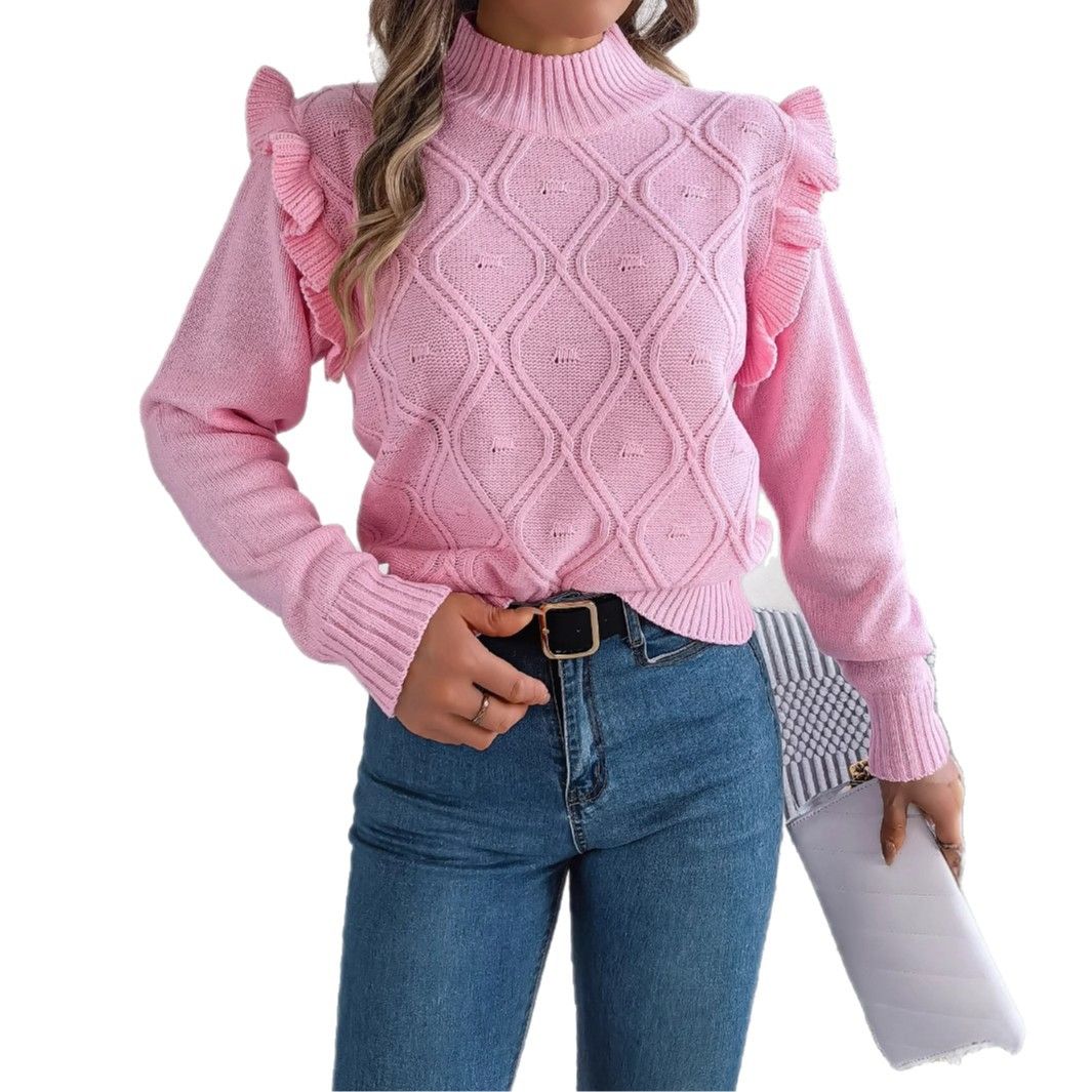 Autumn and Winter Wooden Ear Knitted Vest Sweater Women's Clothing  fashion Sweaters