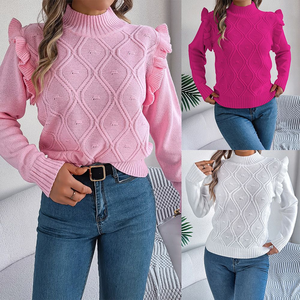 Autumn and Winter Wooden Ear Knitted Vest Sweater Women's Clothing  fashion Sweaters