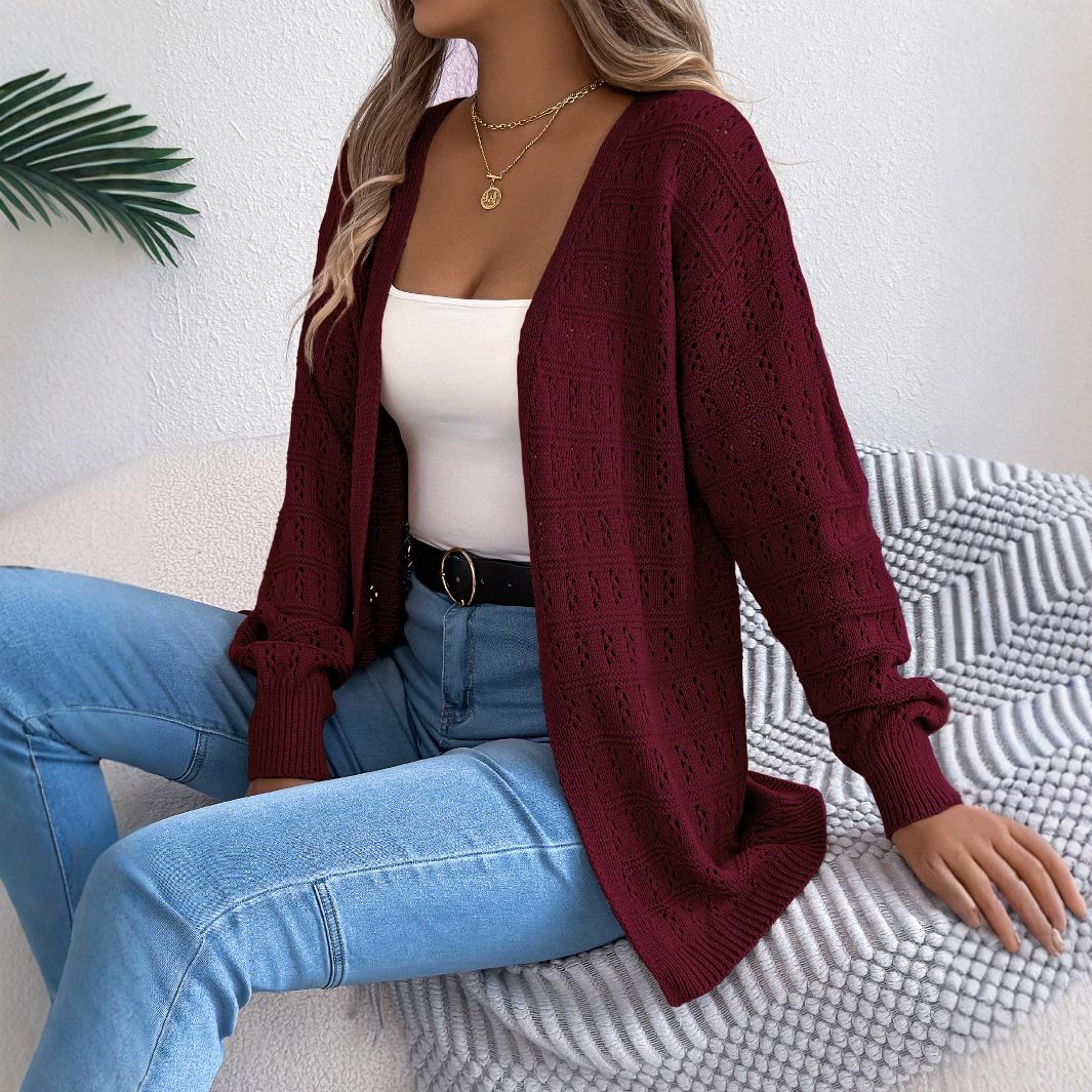 New Style European and American Autumn/winter Mid Size Sweater Jacket, Loose Knit Cardigan, V-neck Solid Color Casual Style Sweaters