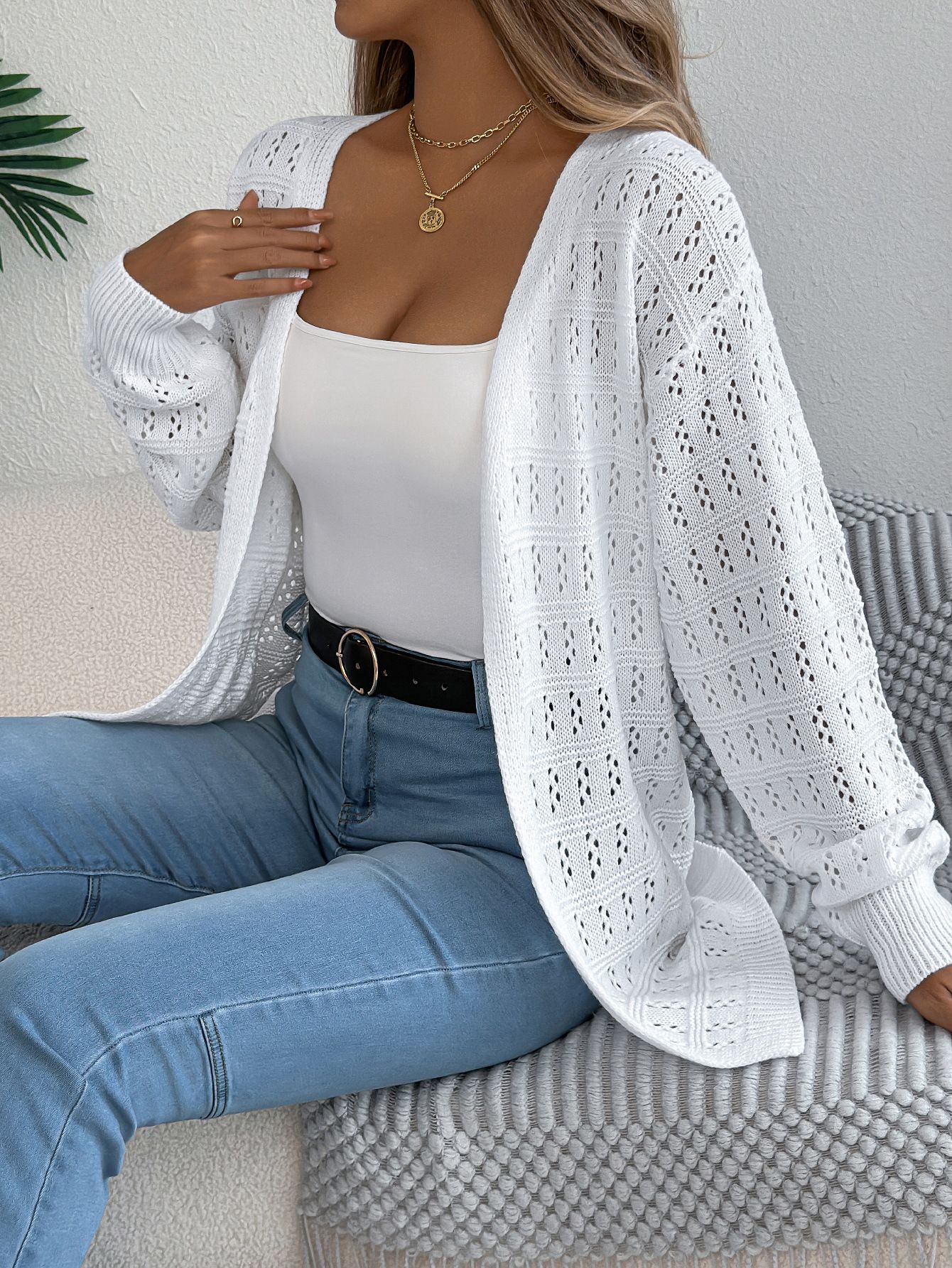 New Style European and American Autumn/winter Mid Size Sweater Jacket, Loose Knit Cardigan, V-neck Solid Color Casual Style Sweaters