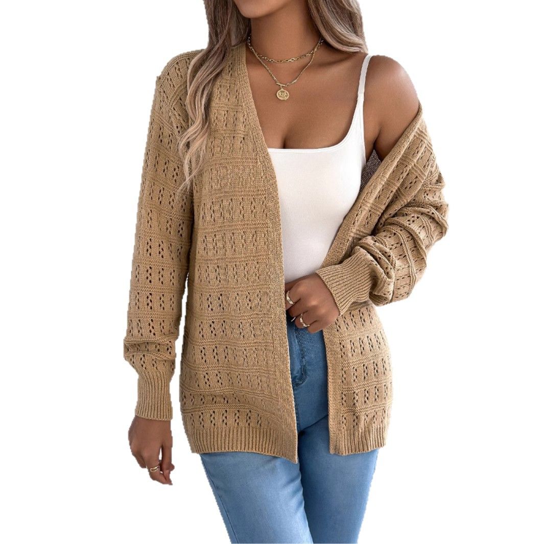 New Style European and American Autumn/winter Mid Size Sweater Jacket, Loose Knit Cardigan, V-neck Solid Color Casual Style Sweaters