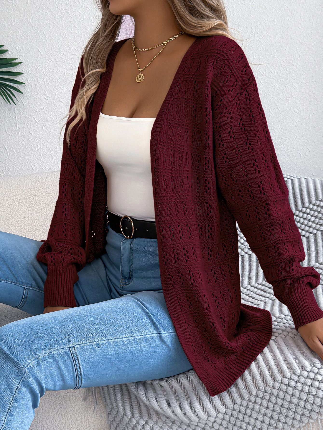 New Style European and American Autumn/winter Mid Size Sweater Jacket, Loose Knit Cardigan, V-neck Solid Color Casual Style Sweaters