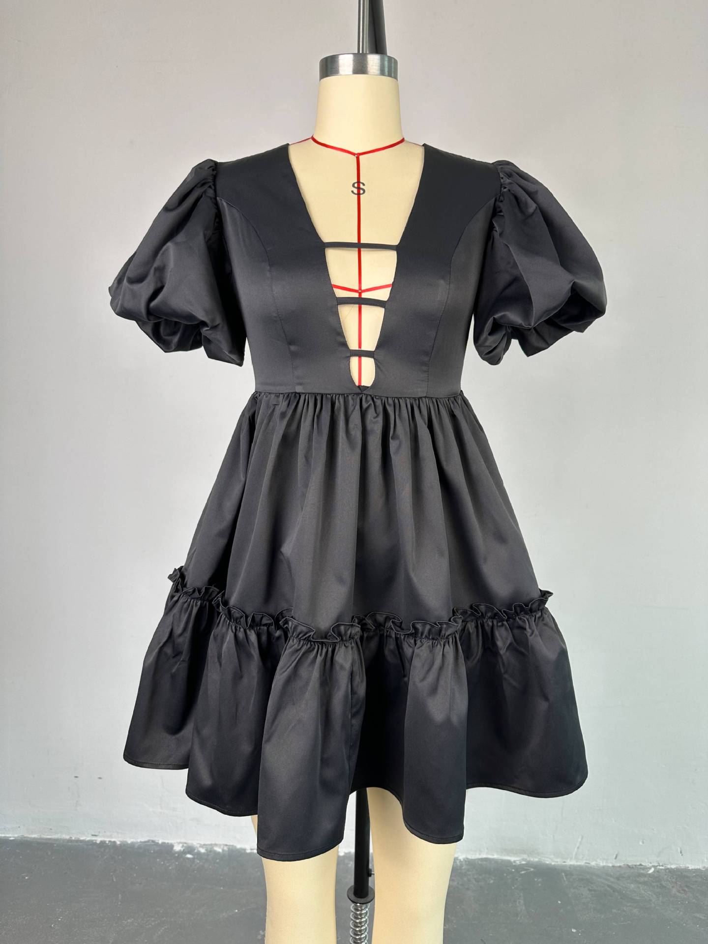 Summer New Style Short Sleeve Hollow Out Women Sexy Dress Night Club Deep V Fashion Mini Dresses Women Dresses