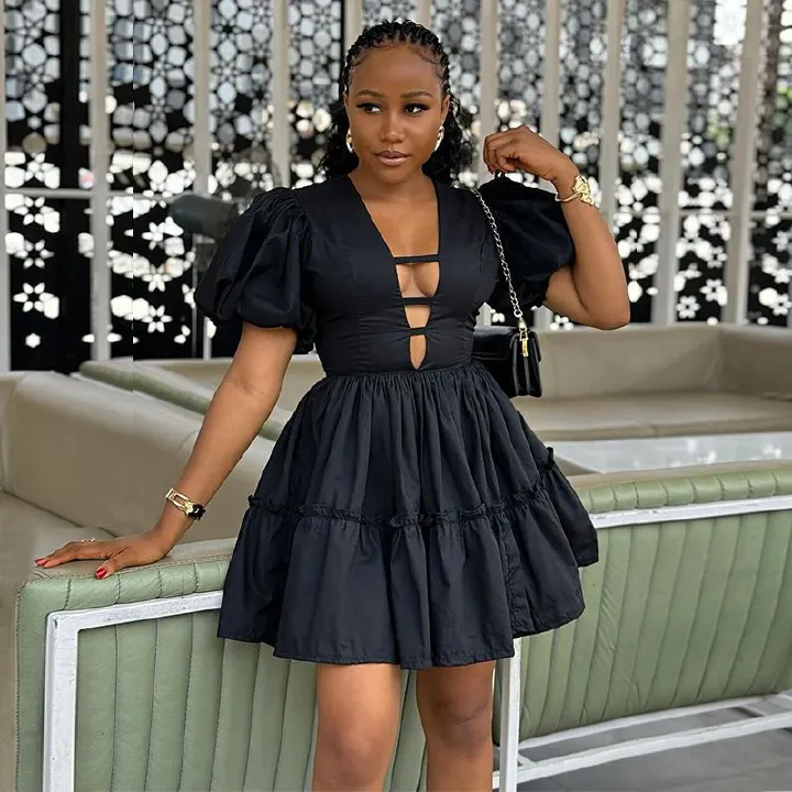 Summer New Style Short Sleeve Hollow Out Women Sexy Dress Night Club Deep V Fashion Mini Dresses Women Dresses