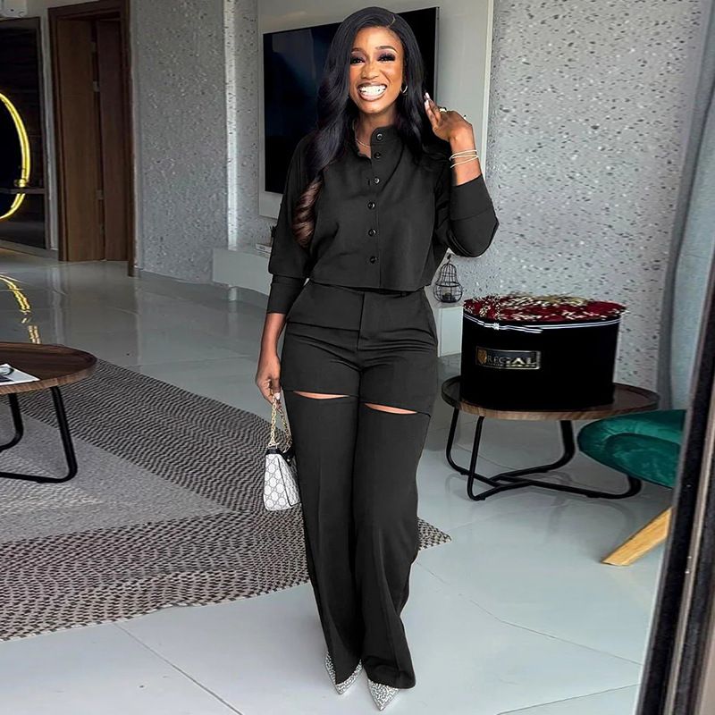 New Arrivals Long Sleeve Crop Top 2 Piece Set Summer Lounge Set Women Two-Piece Outfits