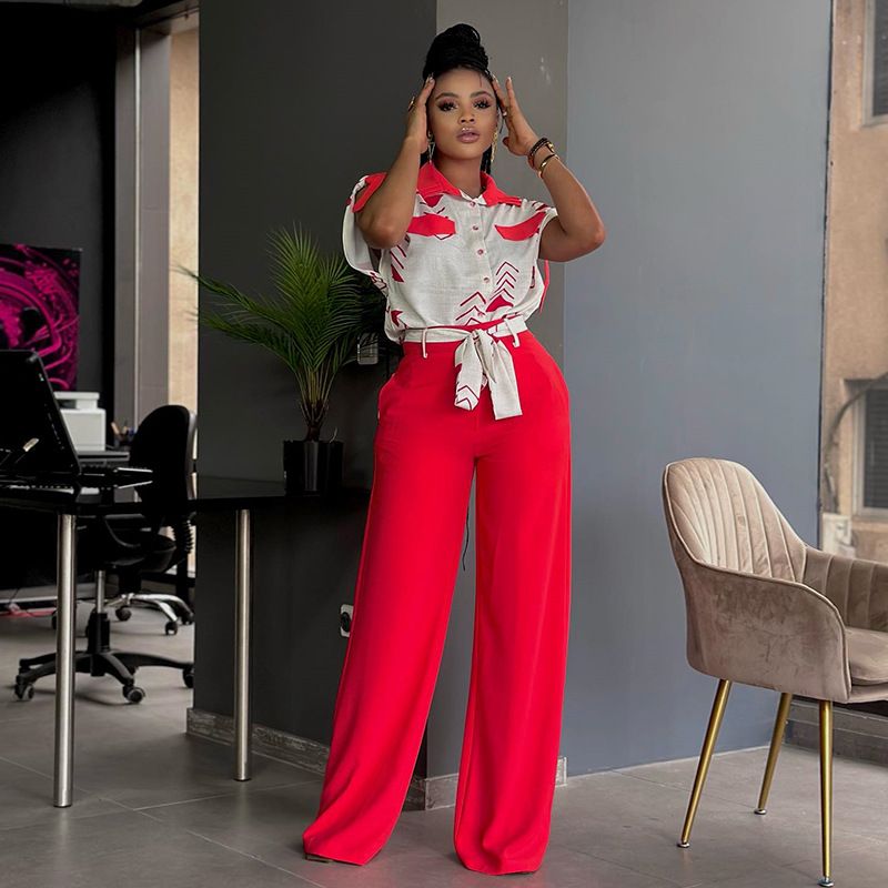 Vintage Short Sleeve T Shirt and Long Pants Suit Summer Ladies 2 Two Piece Sets Outfits Elegant Fashion 2piece Women Set