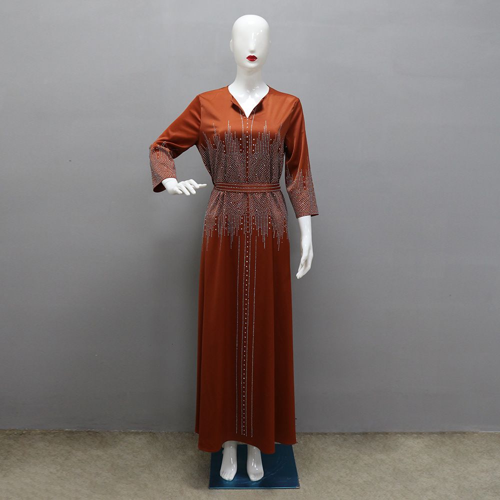 Middle Eastern Muslim Dress Elegant Muslim Abaya Dresses Hot Diamond Evening Long Robe Jalabiya EID Arab Islamic Clothing Dresses