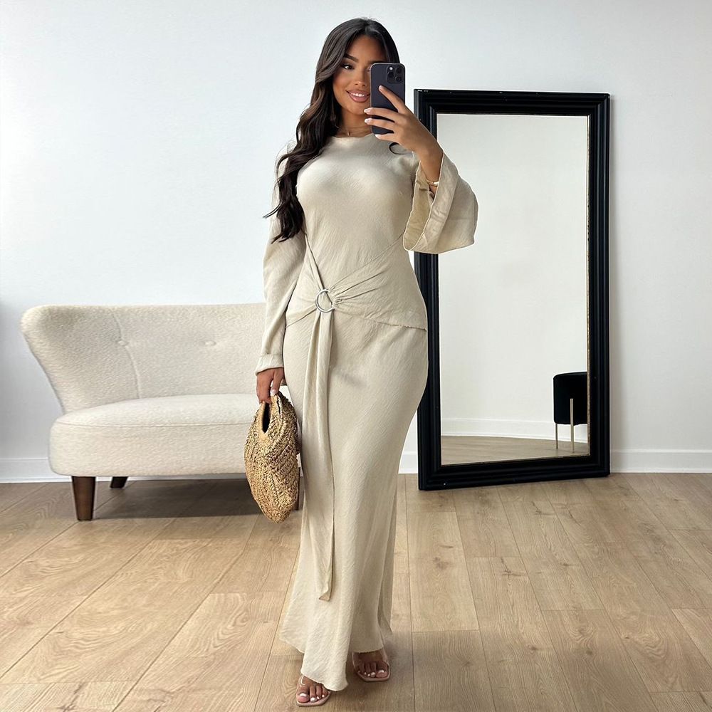 Wholesale Design Summer Middest East Muslim Women Elegant Dress Muslim Ethnic Dubai Women Comfort Soft Solid Clothing