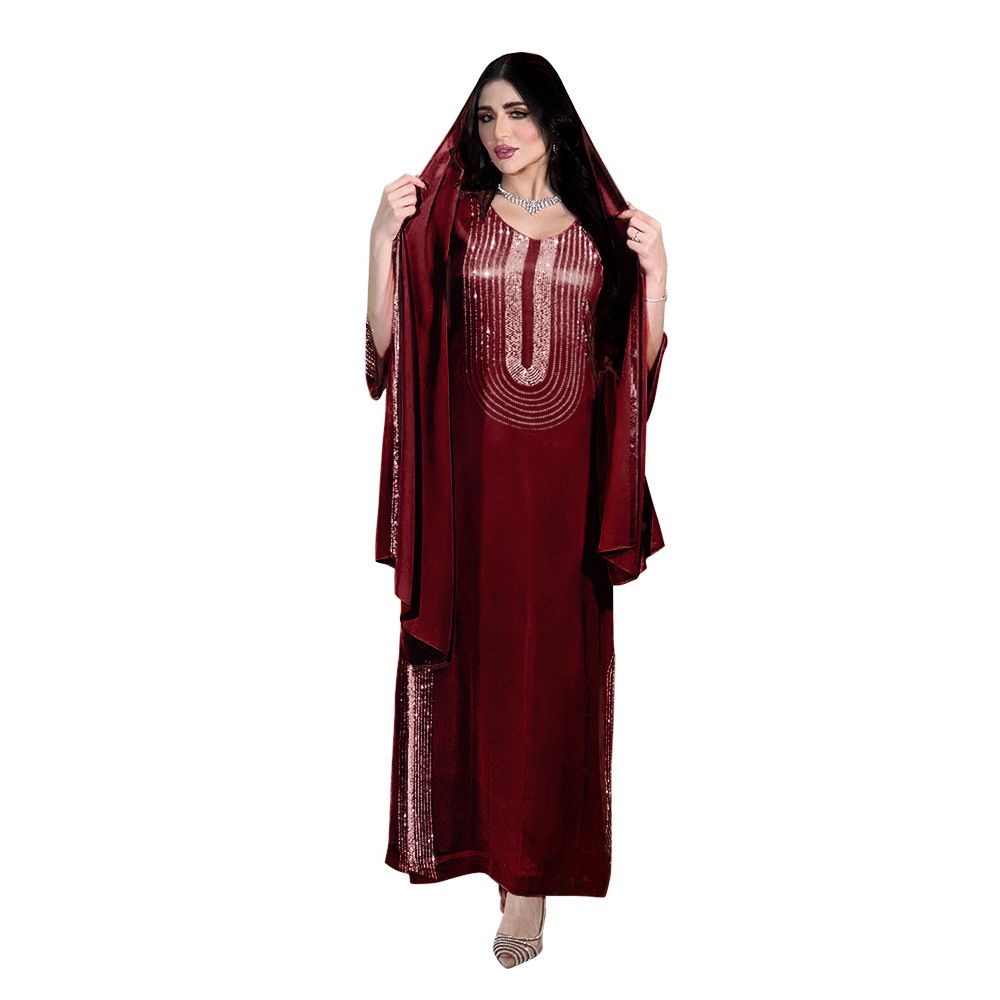 Wholesale Fashion Arabic Party Prom Gowns Long Dress Islamic Cloth Abaya Muslim Dress Women Side Slit Rhinestone Chiffon Dress
