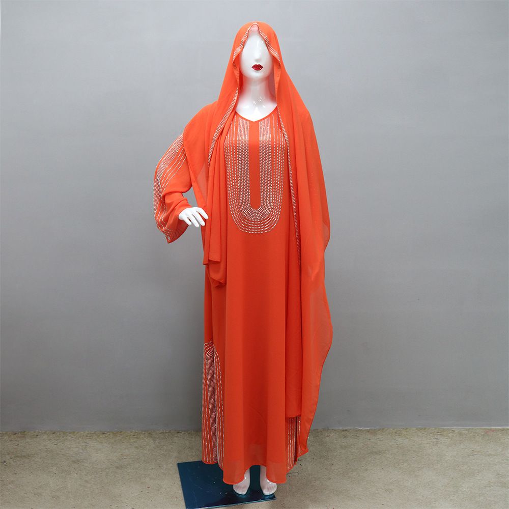 Wholesale Fashion Arabic Party Prom Gowns Long Dress Islamic Cloth Abaya Muslim Dress Women Side Slit Rhinestone Chiffon Dress