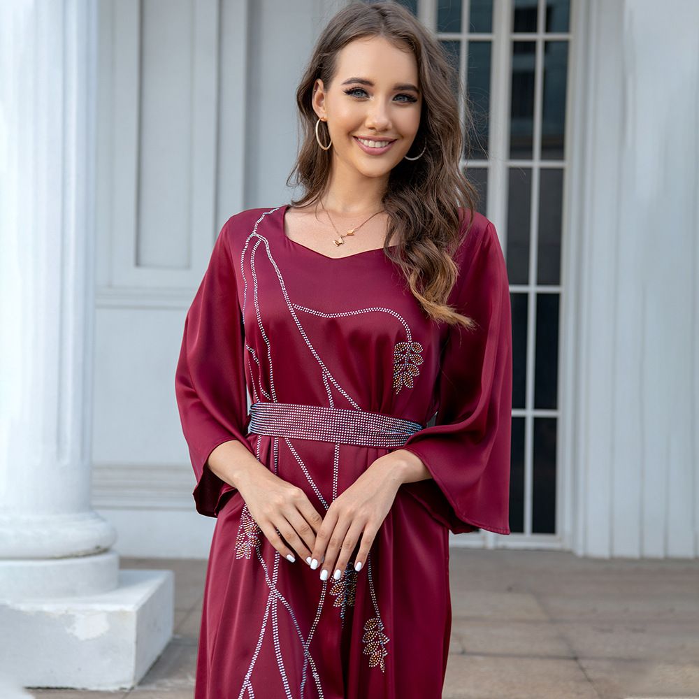 Fashion Sequins Embroidered Muslim Dress Dubai Arab Abaya Dubai Arabic Turkey Morocco Kaftan Ethnic Islamic Clothing Gown Dress