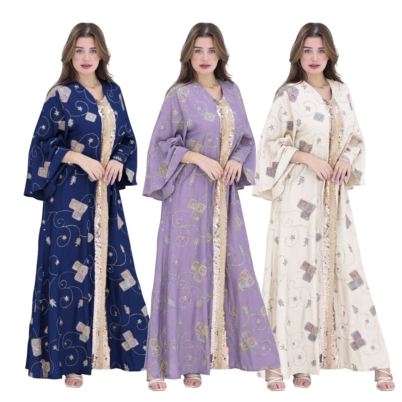 Islamic Sequin Muslim Dress Dmbroidered Abaya Lace Elegant Dress Women  Dresses