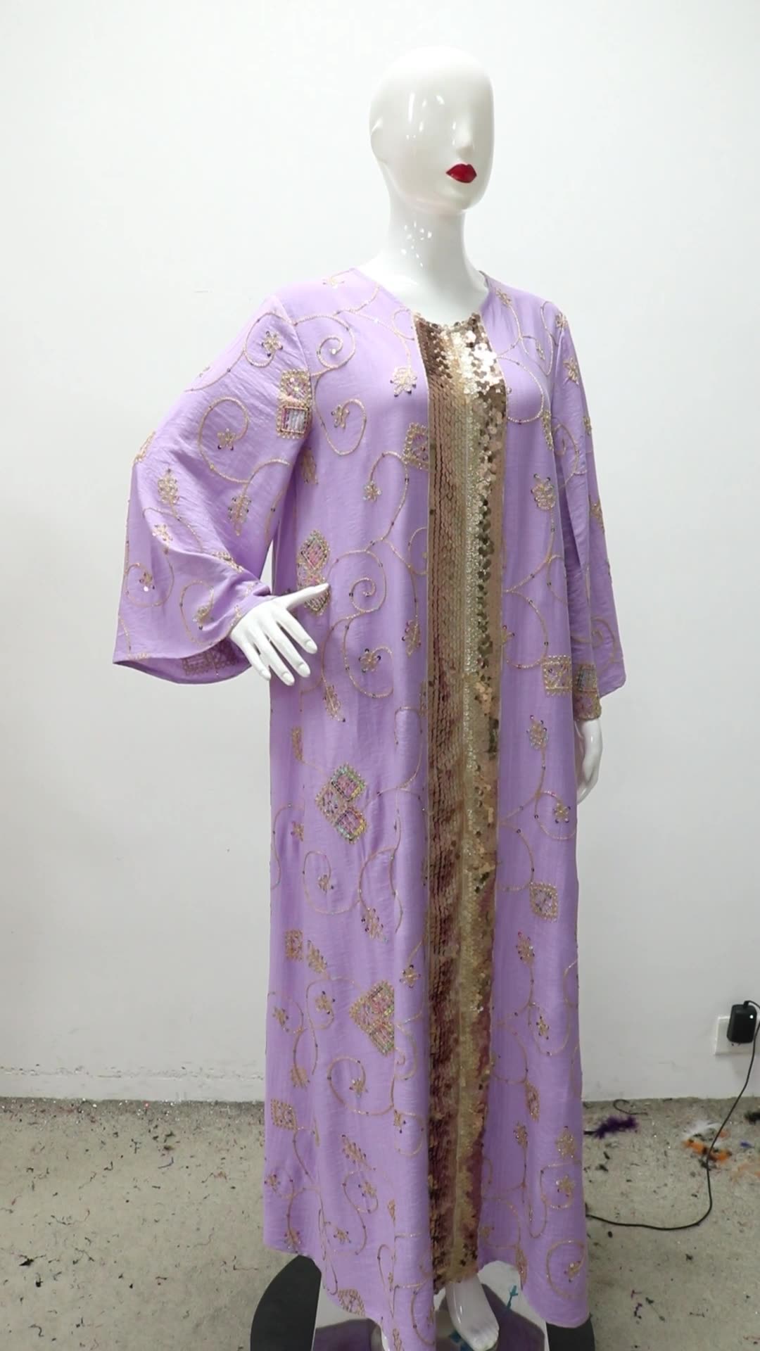 Islamic Sequin Muslim Dress Dmbroidered Abaya Lace Elegant Dress Women  Dresses