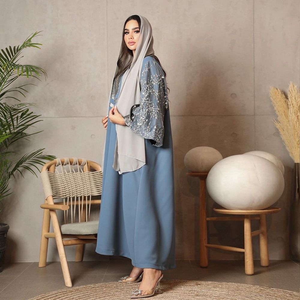 Middle East Arab Robe Plum Sequin Fashion Patchwork Satin Party Evening Muslim Clothes Women's Abaya Dress for Women Dresses
