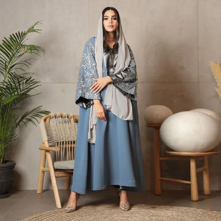 Middle East Arab Robe Plum Sequin Fashion Patchwork Satin Party Evening Muslim Clothes Women's Abaya Dress for Women Dresses