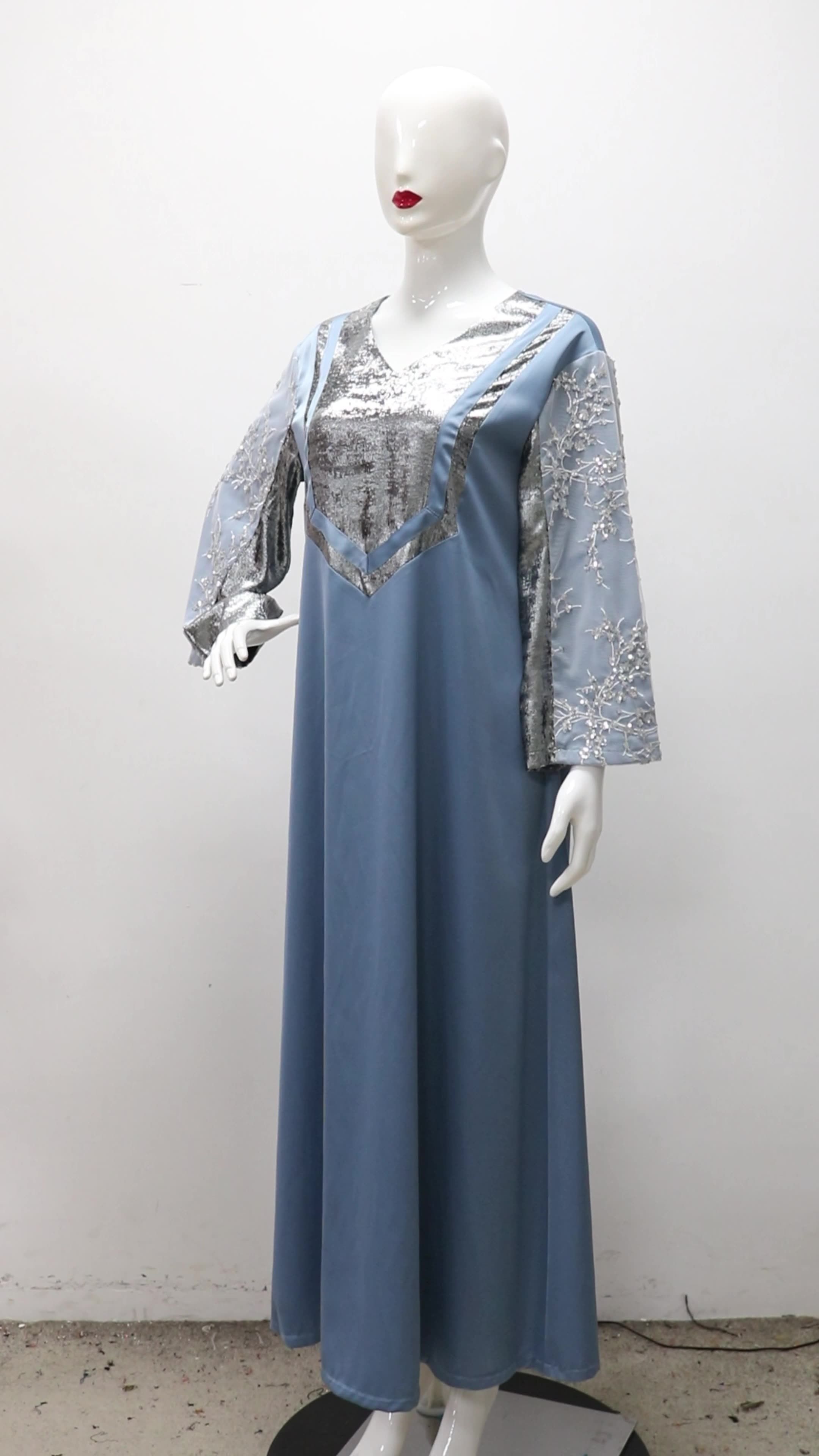 Middle East Arab Robe Plum Sequin Fashion Patchwork Satin Party Evening Muslim Clothes Women's Abaya Dress for Women Dresses