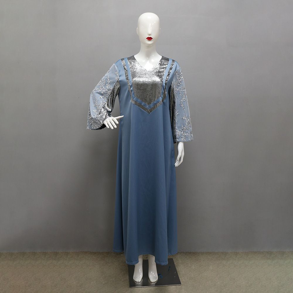 Middle East Arab Robe Plum Sequin Fashion Patchwork Satin Party Evening Muslim Clothes Women's Abaya Dress for Women Dresses