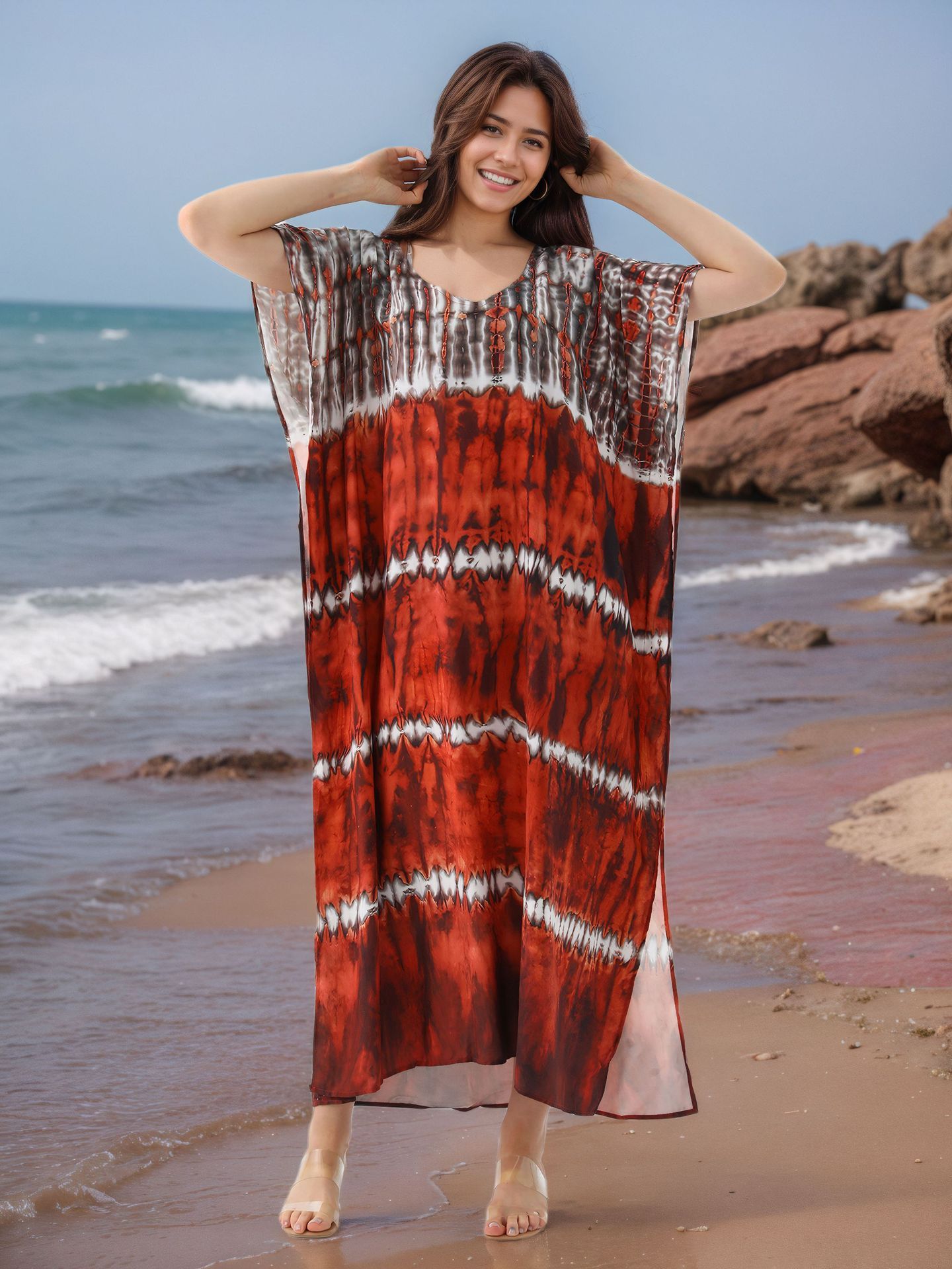 New Style Fashionable European American Loose Leisure Breathable Scarf African Printed Women Summer Cotton Dress