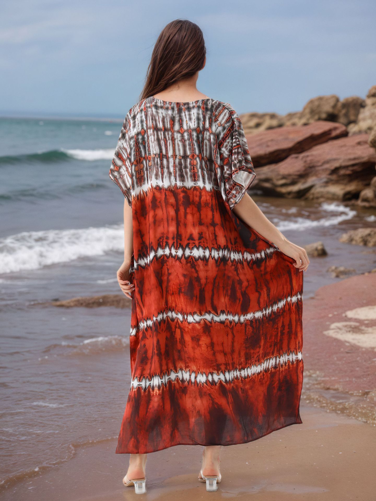 New Style Fashionable European American Loose Leisure Breathable Scarf African Printed Women Summer Cotton Dress