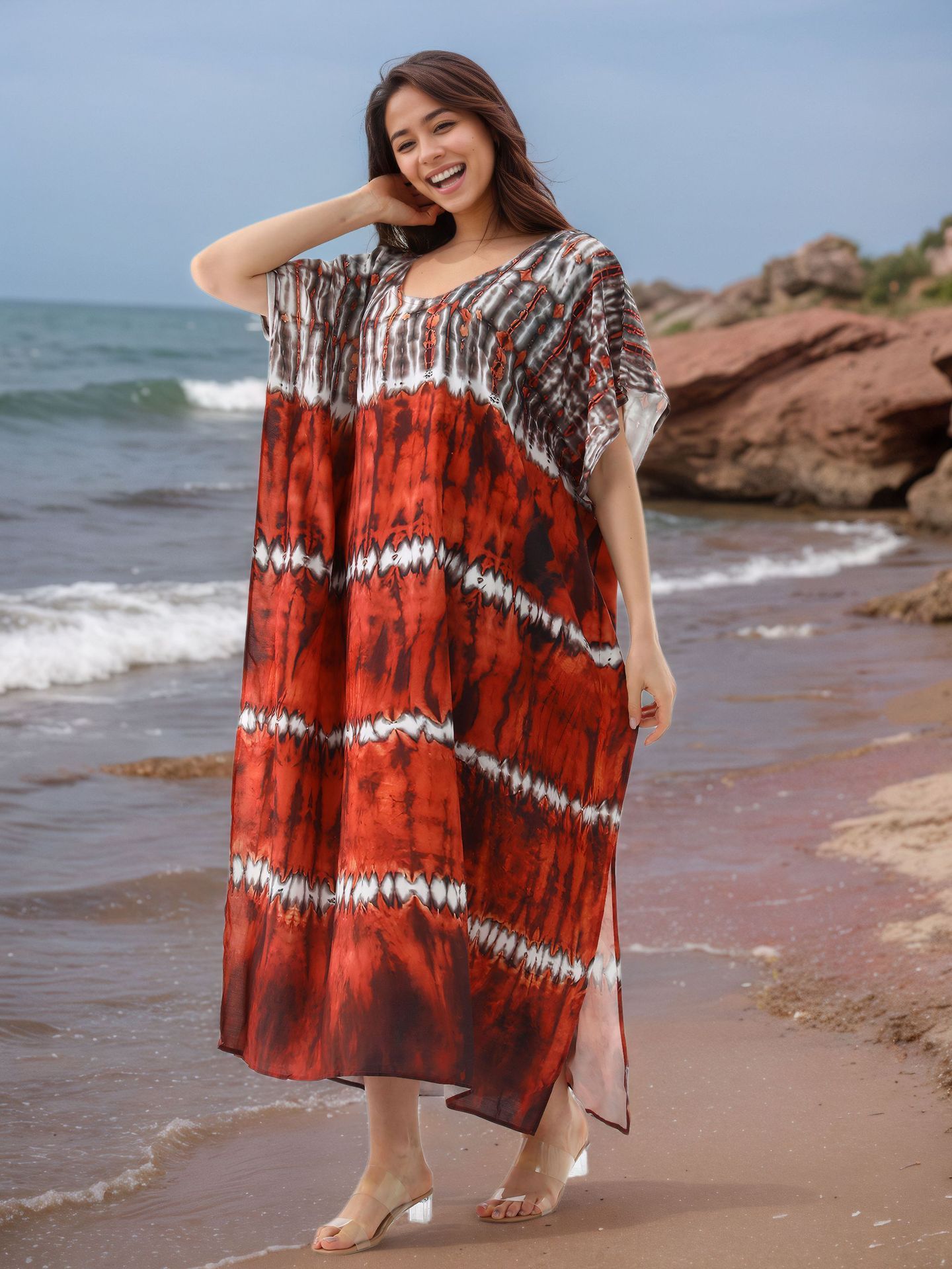 New Style Fashionable European American Loose Leisure Breathable Scarf African Printed Women Summer Cotton Dress