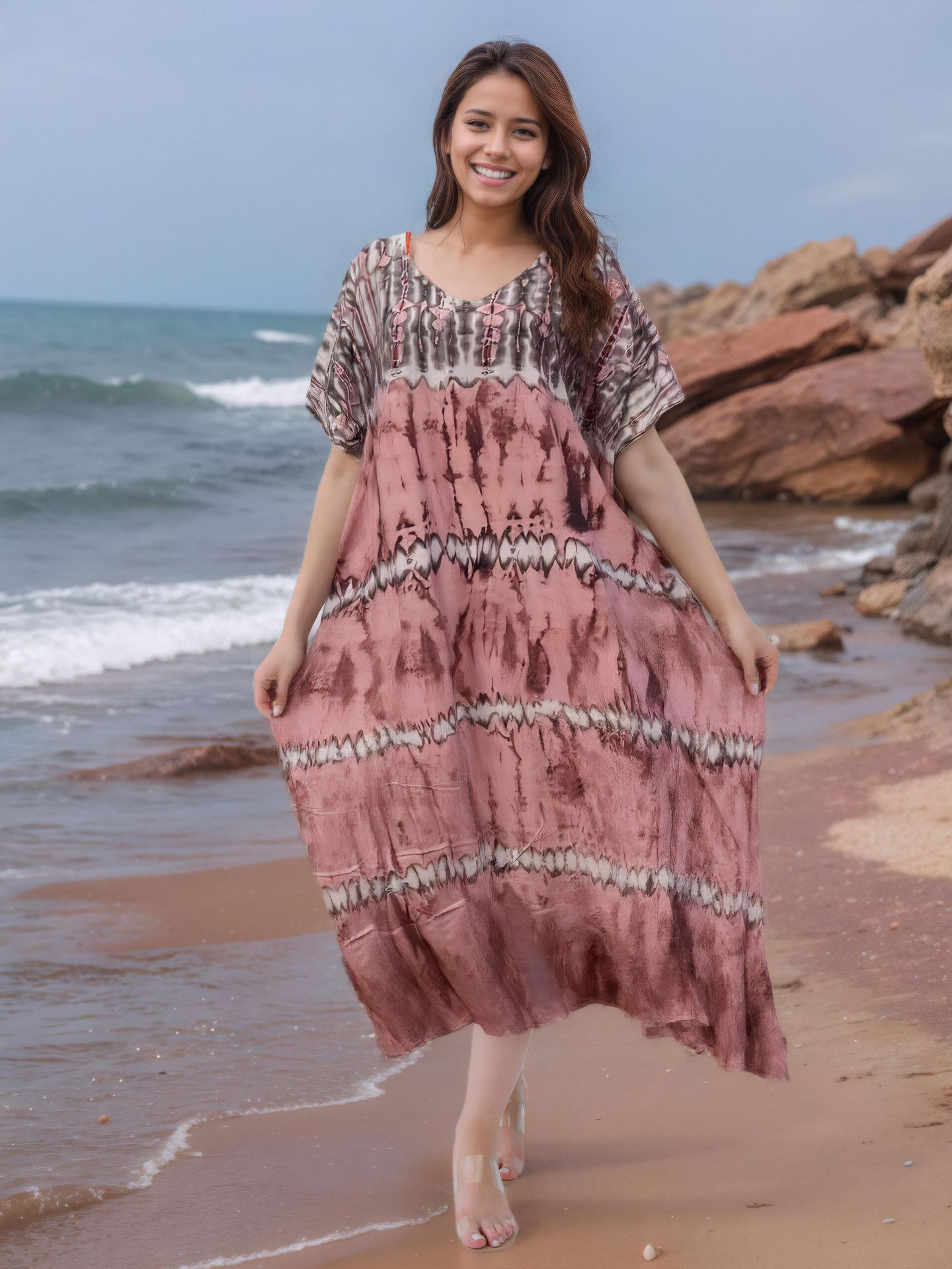 New Style Fashionable European American Loose Leisure Breathable Scarf African Printed Women Summer Cotton Dress