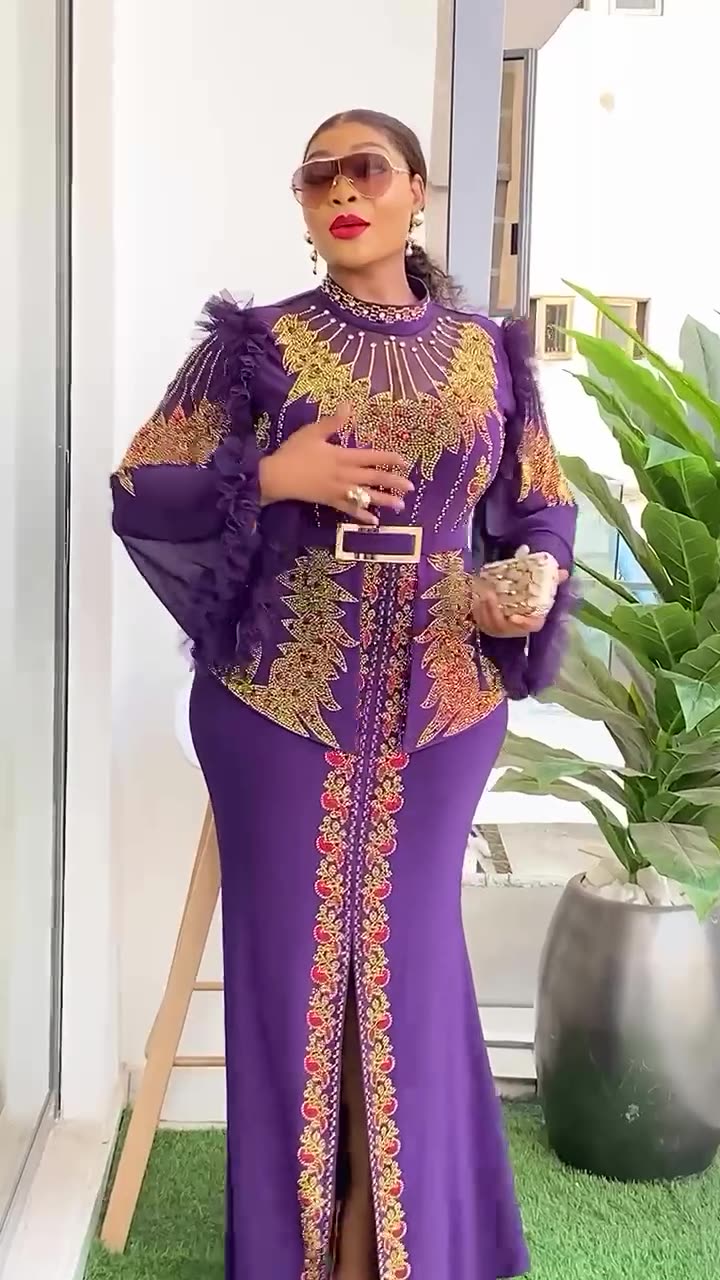 New Year Christmas Party Evening Gown for Ladies Elegant Turkey African Red Sequin Long Floor-Length Chiffon Dress Zipper Dresses