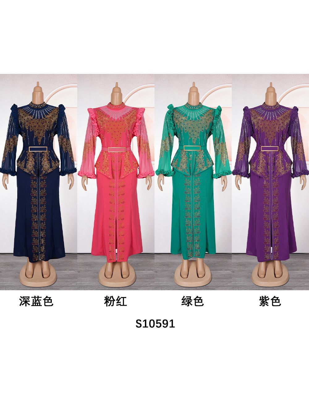 New Year Christmas Party Evening Gown for Ladies Elegant Turkey African Red Sequin Long Floor-Length Chiffon Dress Zipper Dresses