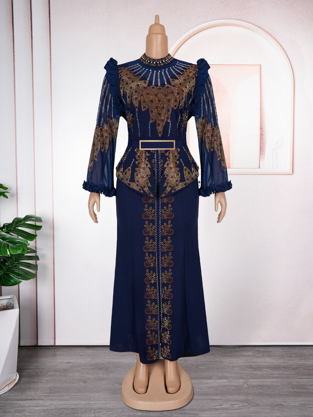 New Year Christmas Party Evening Gown for Ladies Elegant Turkey African Red Sequin Long Floor-Length Chiffon Dress Zipper Dresses