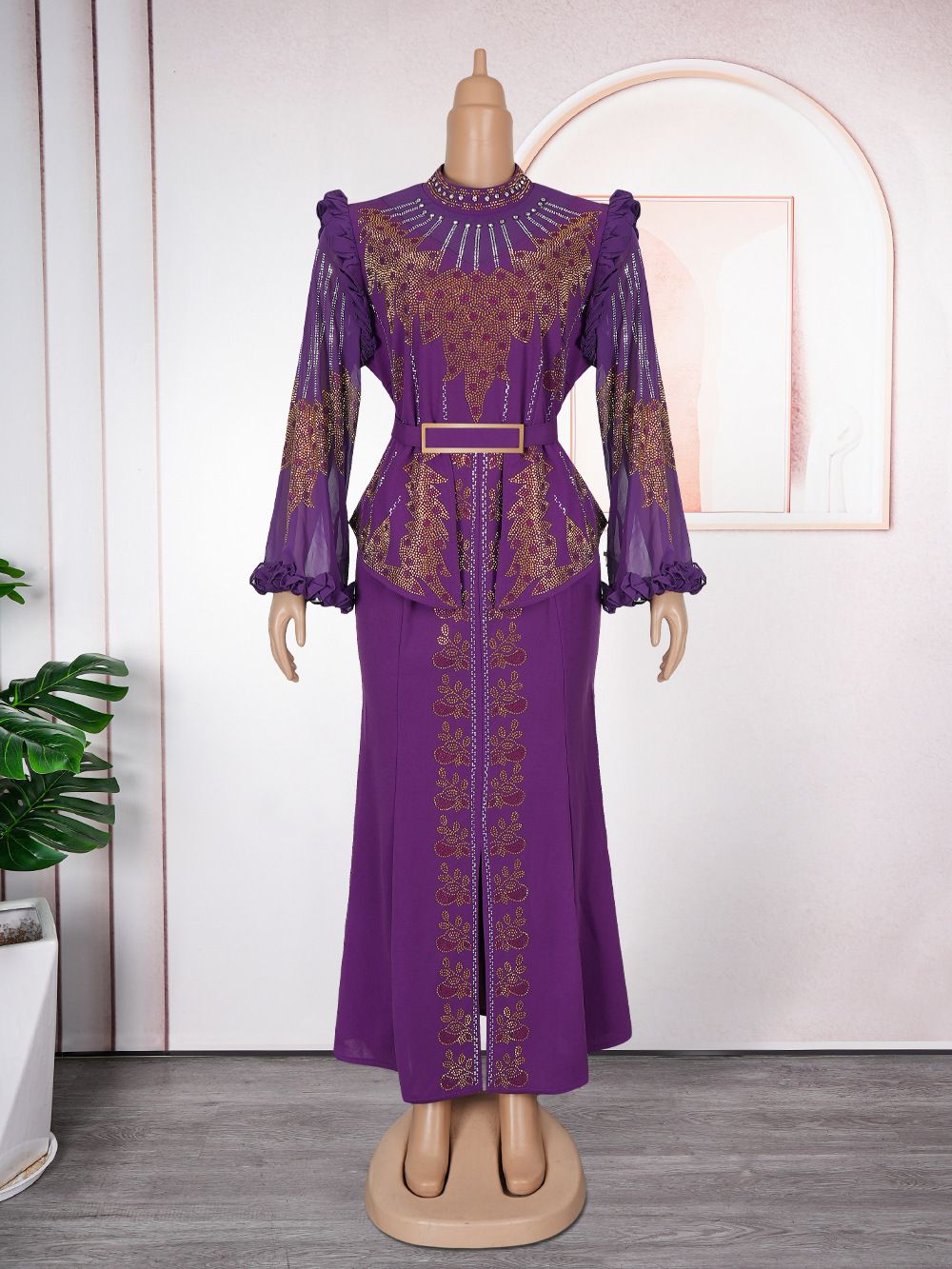 New Year Christmas Party Evening Gown for Ladies Elegant Turkey African Red Sequin Long Floor-Length Chiffon Dress Zipper Dresses