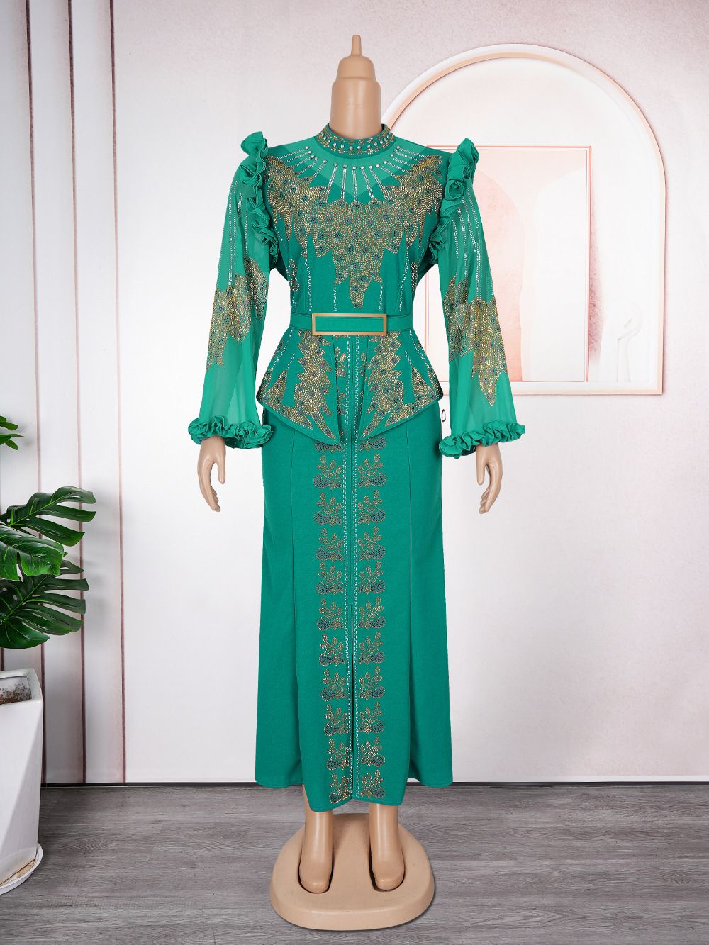 New Year Christmas Party Evening Gown for Ladies Elegant Turkey African Red Sequin Long Floor-Length Chiffon Dress Zipper Dresses
