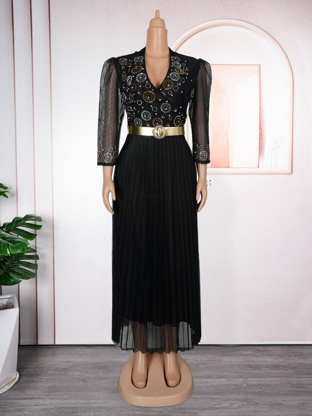 African Dresses for Women New Fashion Plus Size Sequin Evening Party Long Dress Dashiki Ankara Outfits Robe African Clothes 
 Dresses