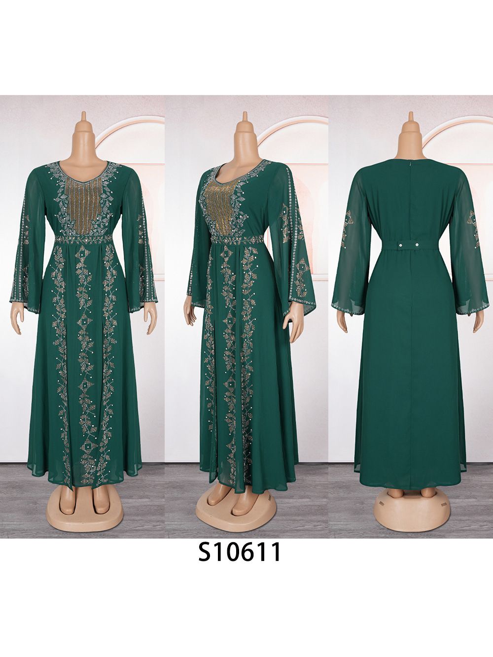 SongYi New Fashion Black Abaya Exquisite Beaded Muslim Women Dress Middle East Women's Clothing Robe Dresses