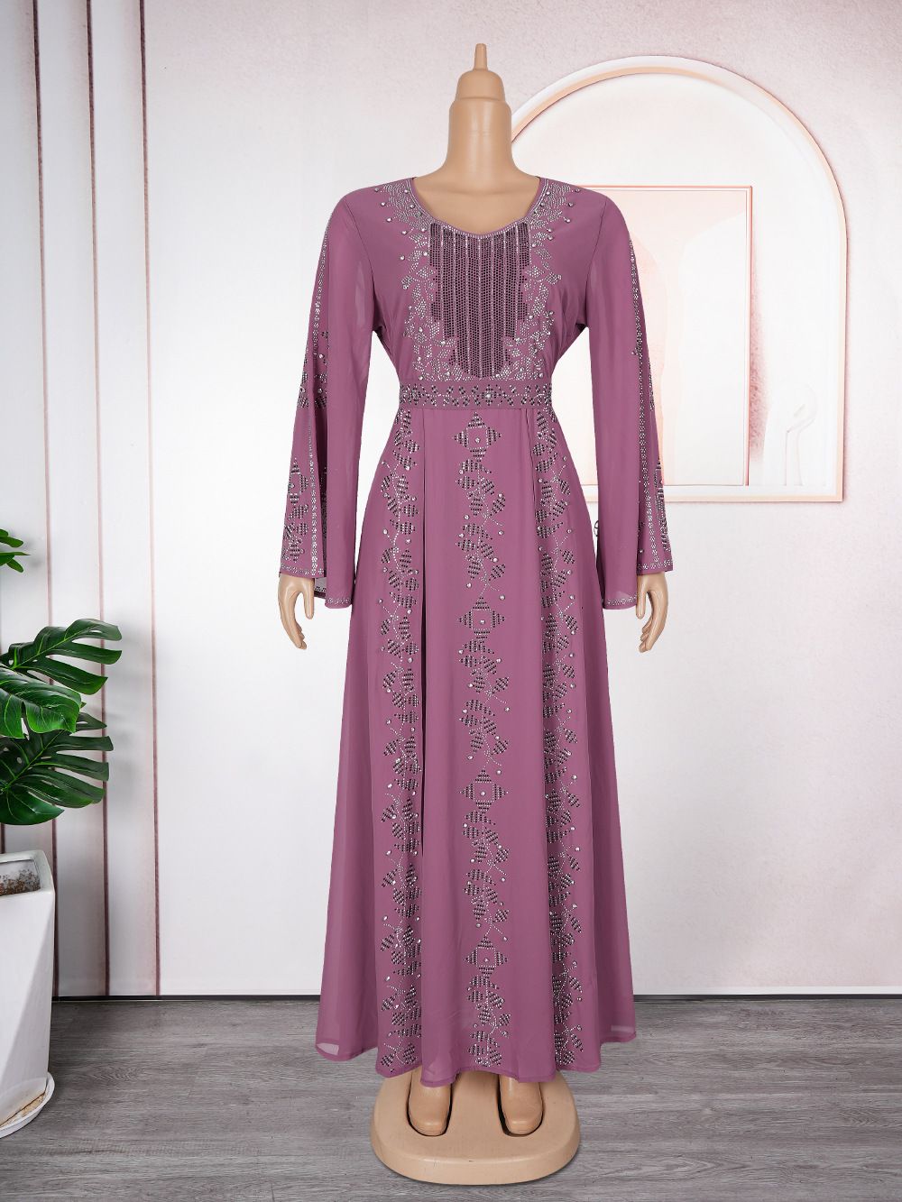 SongYi New Fashion Black Abaya Exquisite Beaded Muslim Women Dress Middle East Women's Clothing Robe Dresses