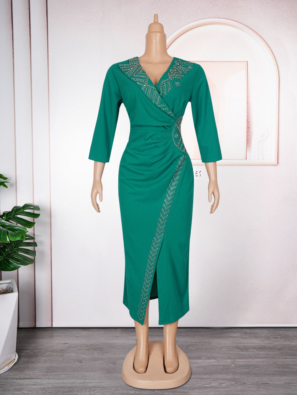 African Party Evening Dresses for Women Summer Long Sleeve V-neck Bodycon Dress Dashiki Ankara Wedding Gowns Muslim Maxi Dress