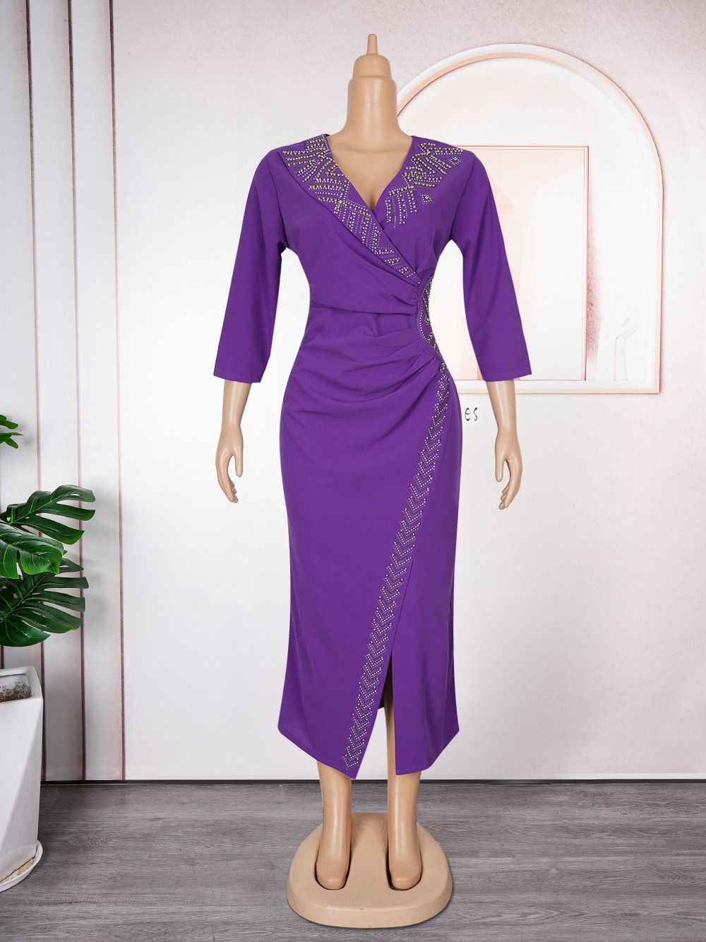 African Party Evening Dresses for Women Summer Long Sleeve V-neck Bodycon Dress Dashiki Ankara Wedding Gowns Muslim Maxi Dress