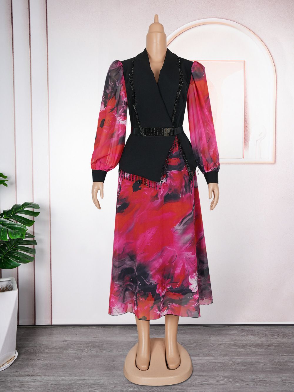 Autumn New Fashionable French Retro Chiffon Long Sleeve Elegant Women's  Dresses