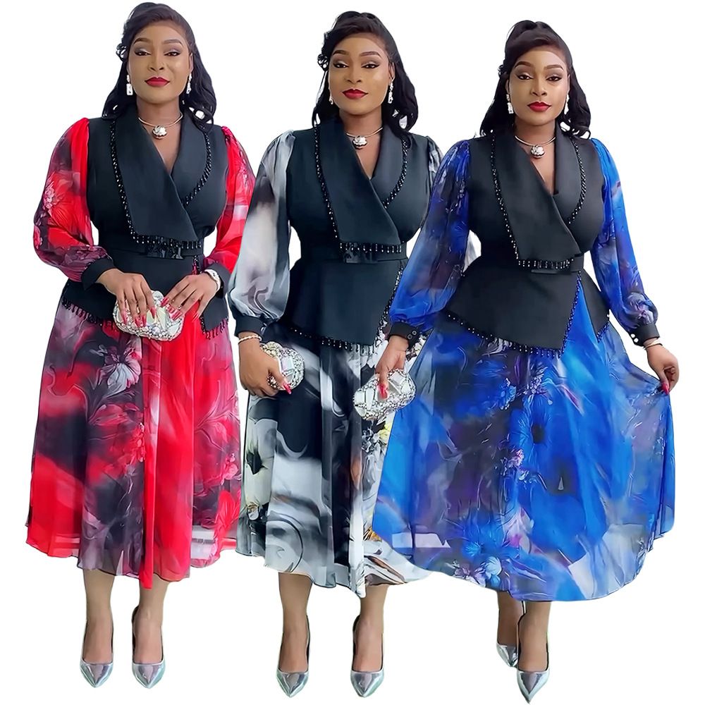 Autumn New Fashionable French Retro Chiffon Long Sleeve Elegant Women's  Dresses