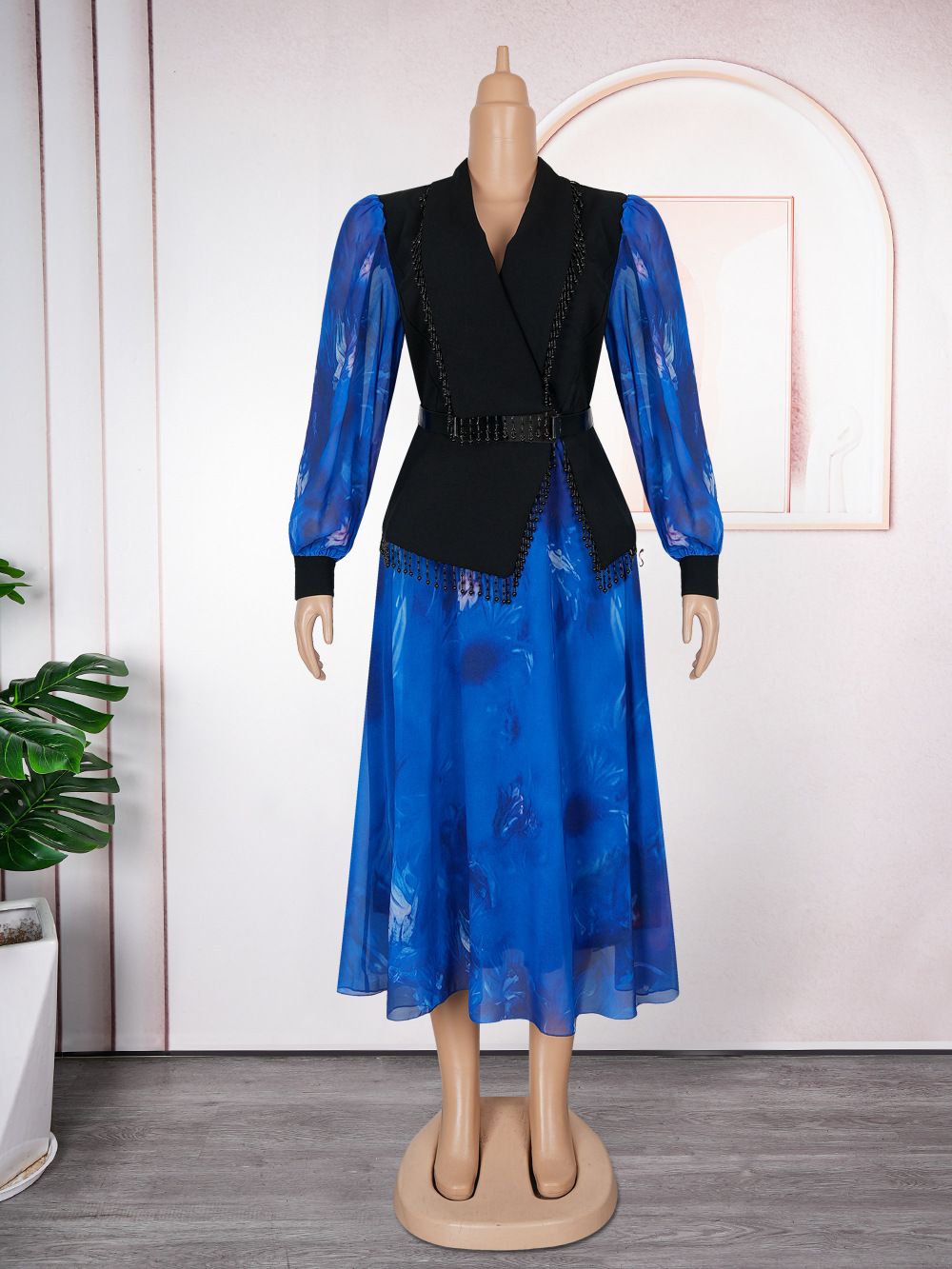 Autumn New Fashionable French Retro Chiffon Long Sleeve Elegant Women's  Dresses