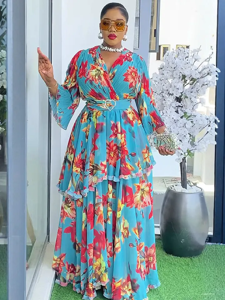 New Fashion Plus Size Printing Robe African Dress Dashiki Dress Abaya Women Dress