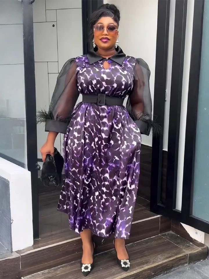 Africa Women Plus Size High Waisted Party Dress Kanga Clothing Sequin Maxi Dresses Lady Plus Size Christmas Evening Dress
