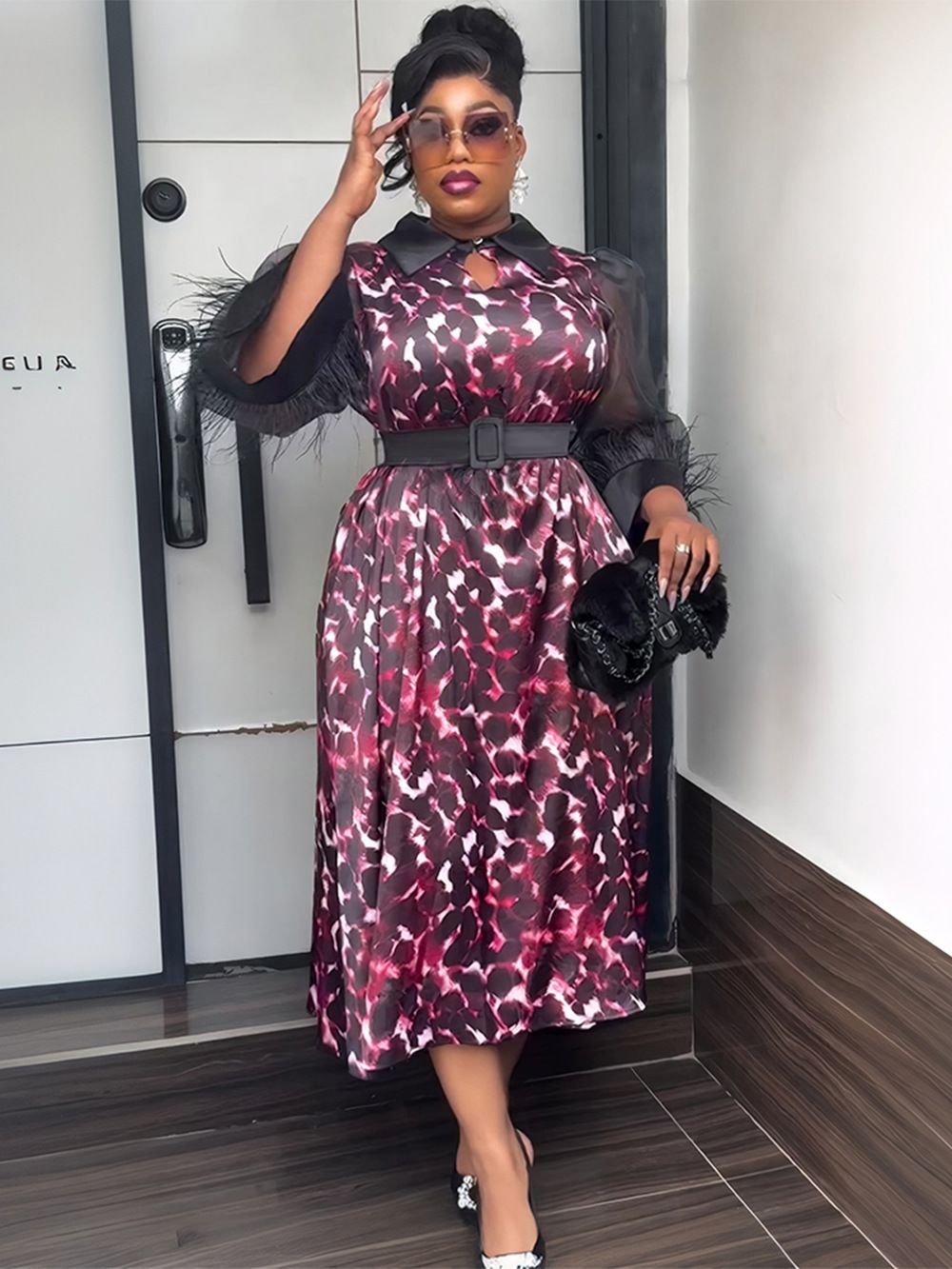 Africa Women Plus Size High Waisted Party Dress Kanga Clothing Sequin Maxi Dresses Lady Plus Size Christmas Evening Dress