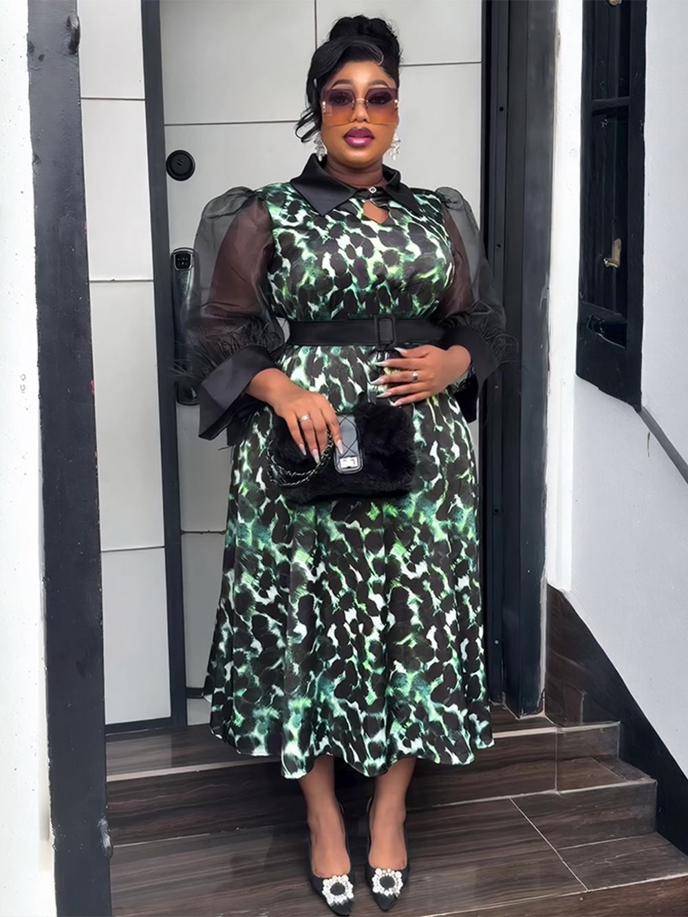 Africa Women Plus Size High Waisted Party Dress Kanga Clothing Sequin Maxi Dresses Lady Plus Size Christmas Evening Dress